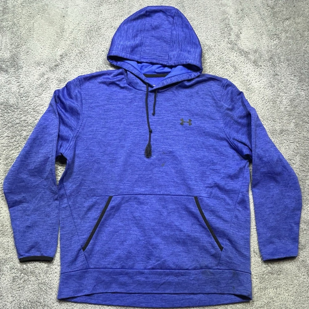 Under Armour Fleece Twist Hoodie Men's L Blue Sweatshirt Graphic Loose COLDGEAR